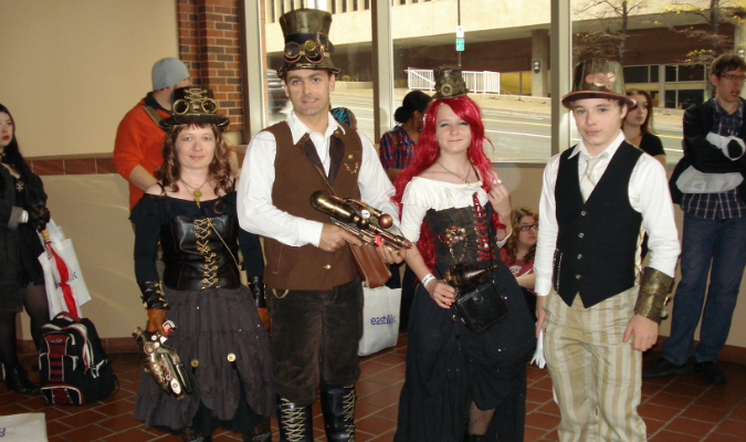 Photo of people dressed up as Steampunk characters.